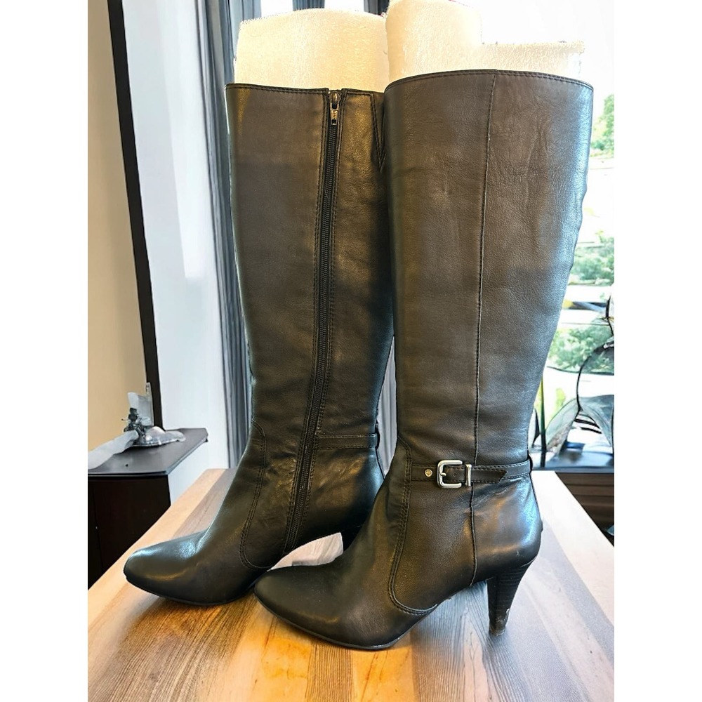 Women’s Antonio Melani Neena Long Black Boots 3” Heel Zipper with Box  Size 9 M